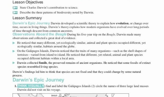 Darwin's natural selection worksheet answer