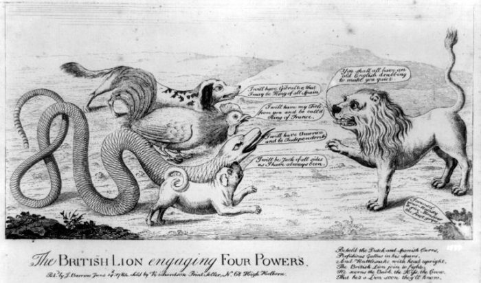 The british lion engaging four powers