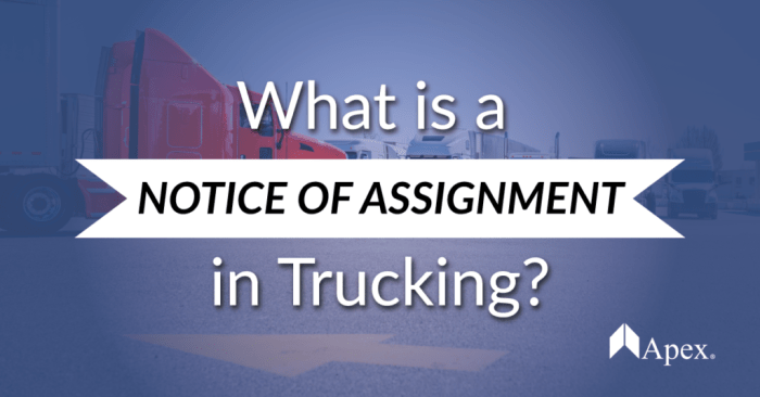 Notice of assignment trucking sample