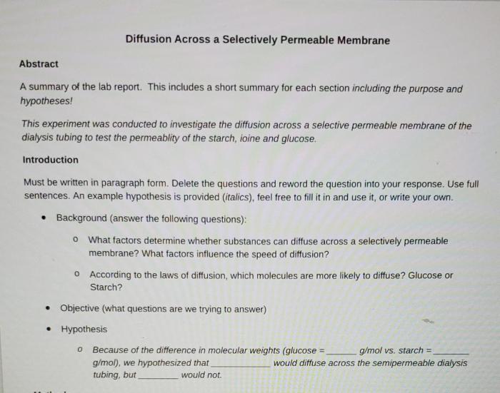 Membrane diffusion lab through biology preview