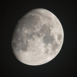 Gibbous waxing moon sky