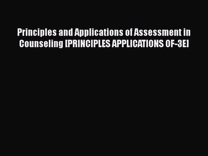 Principles and applications of assessment in counseling 5th edition pdf