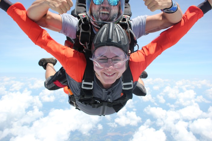 Lee is about to skydive for the first time