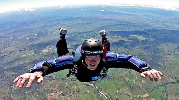 Lee is about to skydive for the first time