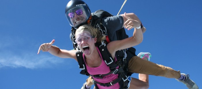 Lee is about to skydive for the first time